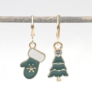 Mismatched Christmas Tree and Glove Earrings
